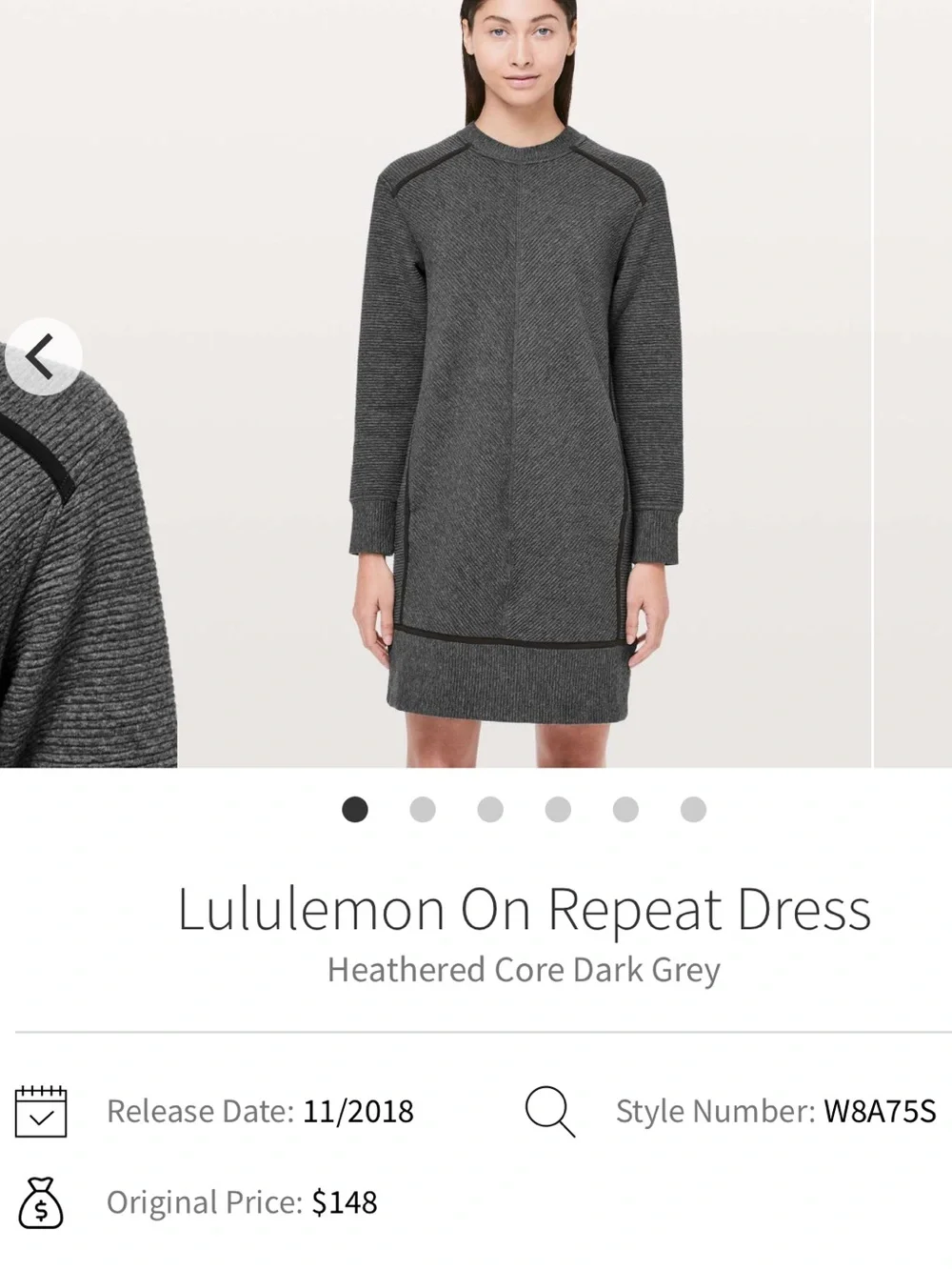 35. Size 6 LULULEMON Grey On Repeat Ribbed Dress